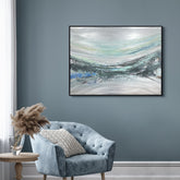 Emerald Tides - Hand Painted Textured Aluminum Wall Art.